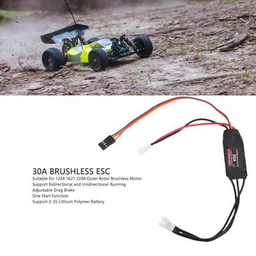 Brushless ESC, 30A Open Source RC Electronic Speed Controller for 1224 1621 2204 Outer Rotor Brushless Motor