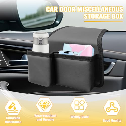 Car Window Armrest Storage Box, Multifunctional Vehicle Side Door Arm Elbow Rest Pad Organizer, Automotive Interior Window Armrest Storage Bag, Universal for SUV Sedan Truck (Leather) - size: Leather
