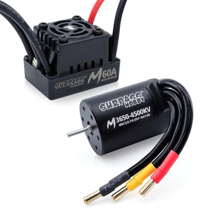 M3650 RC brushless Motor and ESC 4500KV and 60A ESC Combo Set fit 2S Battery for 1/10 Remote Control Cars Trucks Off-Road Vehicle - size: 4500KV, style: 3650 motor+60A esc