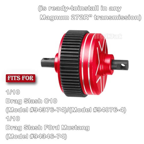 Complete Differential Assembly Upgrades Part for 1/10 Drag Slash C10 F0rd Mustang,(is Ready-toinstall in Any Magnum 272R Transmission) RC Steel Complete Diff Gear,Replace #9480,Red - color: Red - (Complete Differential Assembly)