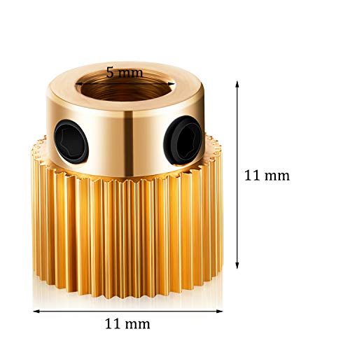 Mudder 10 Pcs 40 Teeth Brass Extruder Wheel 3D Printer Parts Drive Gear Extruder Wheel Compatible with Ender 3/3 Pro, Ender 5/5 Pro/5 Plus, Cr-10, Cr-10s, S4, S5
