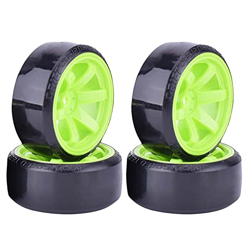 RC Plastic Wheel and Tire Set, 63mm Hard Tyres for 1/10 Drift Car HSP Tamiya HPI Kyosho On-Road Drifting Car (Green) - color: Green