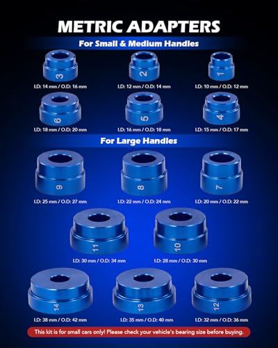 Orion Motor Tech OMT 33pc Bearing Press Kit for Small Vehicles | Bearing Race and Seal Driver Set with Metric SAE Adapters, Seal Driver Set with 3 Knurled Handles - style: Small