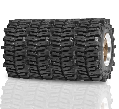 1.3" RC Beadlock Wheel Tires Set 64x26mm for SCX24 TRX4M, Bronze (4PCS) | Upgraded 1.45-inch Wheel for 1/24 SCX24 AX24 FCX24 1/18 TRX4M FMS RC Crawler Car Upgrade - color: Bronze