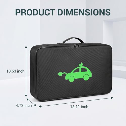 Car Tools Cable Bags, Auto Jumper Cable Bag, Heavy Duty Water Resistant Tools Box, Cables Cord Hoses Storage & Organizer for EV Charging Cables Extensions (Black)