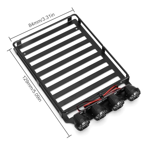 INJORA Roof Rack with LED Spotlights and Ladder Accessory for 1/18 TRX4M