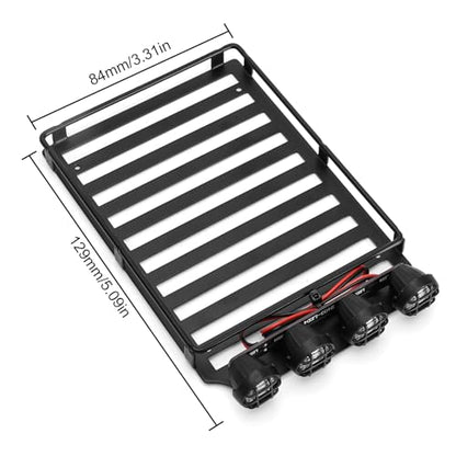 INJORA Roof Rack with LED Spotlights and Ladder Accessory for 1/18 TRX4M