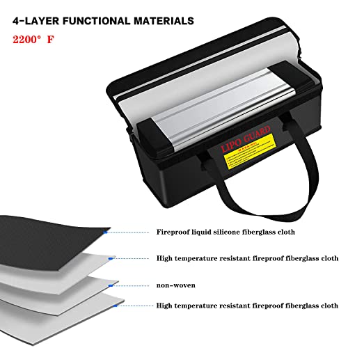 16.55"x5.52"x5.12" Large Capatity Lipo Battery Safe Bag for Ebike RC Lipo Battery Pack Storage Charging Transport,Home Office Travel Fireproof Safe Storage Pouch - size: 420*140*130mm