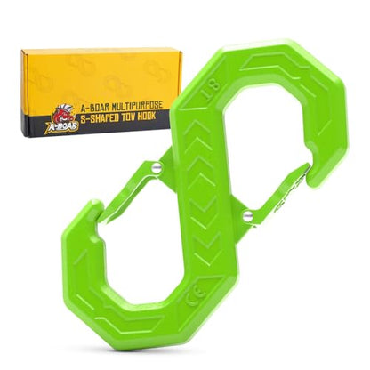 3/8" Tow Hook, S-Shaped Winch Hook, 33,000lbs Breaking Strength, G80 Heavy Duty Forged Steel Tow Hooks, Fast Connect Easy Release Winch Shackle Towing Hook for Trucks, SUV, ATVs, Trailer, Green - color: Green