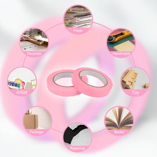6 Rolls Fine Line Tape 1/16, 1/8, 1/5, 2/5, 1/2, 3/4 Inch x 55 Yard Fineline Masking Tape Painter Adhesive Automotive for DIY Car Auto Paint (Pink, Mixed Sizes) - color: Pink, size: Mixed Sizes