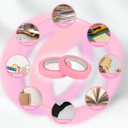 6 Rolls Fine Line Tape 1/16, 1/8, 1/5, 2/5, 1/2, 3/4 Inch x 55 Yard Fineline Masking Tape Painter Adhesive Automotive for DIY Car Auto Paint (Pink, Mixed Sizes) - color: Pink, size: Mixed Sizes