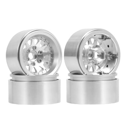 4PCS 1.9" Beadlock Wheel Rims Offset-10mm Aluminum Alloy Metal Wheel Hub for 1/10 RC Rock Crawler Car for Axial SCX10 TRX4 TRX6 D90 D110 Upgrade Accessories(12Holes-Silver) - color: 12holes-silver