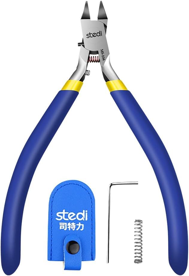 stedi 4.7-inch Model Nipper, with Ultra-thin Single-edge and Blade Case Plastic Model Tools for Gundam Repairing Plastic Model and Fixing，Blue | Sprue Cutter for Gundam Repairing Plastic Model and Fixing, Blue - style: Single-edged (Blue_for Beginners)