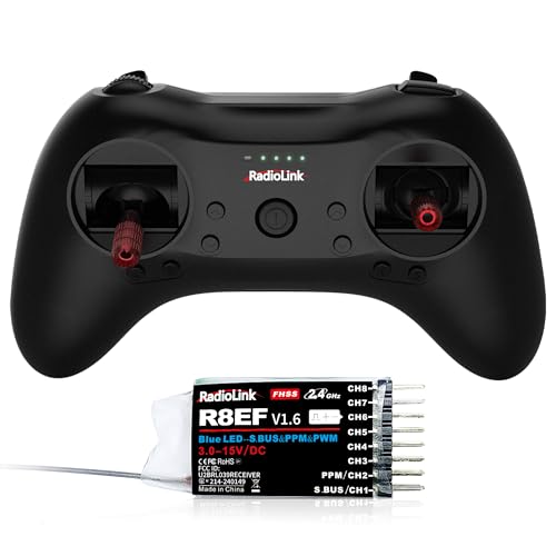 Radiolink T8S 8 Channels 2.4G Pocket RC Transmitter and R8EF Receiver | APP Setting Portable Radio Controller Built-in Rechargeable Battery for Drone/Airplane/Car/Boat and More (Mode 2 Left Hand) - color: Left Stick Not Self Center