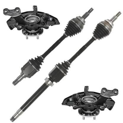 Detroit Axle - FWD Front Steering Knuckles CV Axles for 04-10 Toyota Sienna | 2 Steering Knuckles Wheel Hub Bearings 2 CV Axles Replacement - size: 4UX48618/Kit