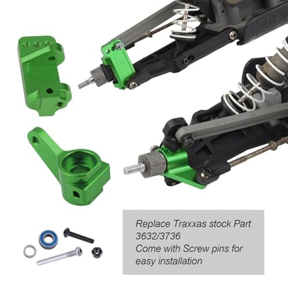 Hobbypark Aluminum Caster Blocks C-Hubs & Steering Blocks Knuckles for Traxxas 1/10 2WD Slash, Rustler, Stampede, Nitro Slash, Replace 3632 3736 (Green) - color: Green