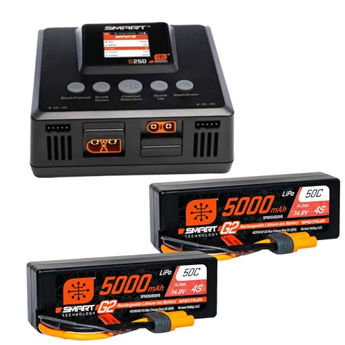 Spektrum Accessories Smart Powerstage 8S Surface Bundle: (2) G2 5000mAh 4S LiPo IC5 & S250 Charger, SPMXPSS800