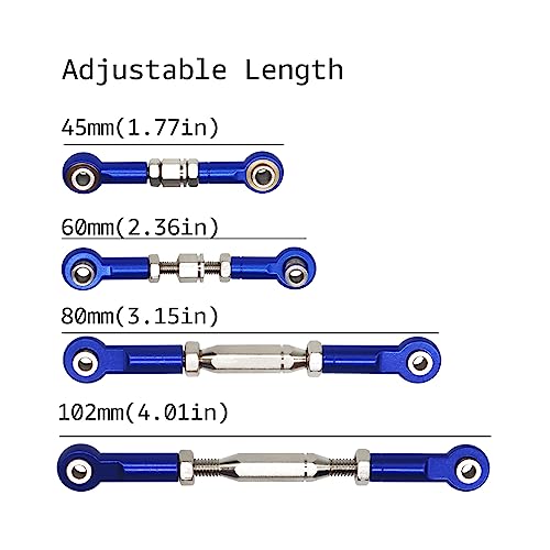 Aluminum Adjustable Turnbuckles Camber Link Upgrade Parts for Traxxas 1/10 Rustler 2WD/4X4, Slash 4X4/2WD, Stampede 4X4/2WD VXL, Hoss 4x4, 7 PCS (Pale Blue) - color: Pale Blue