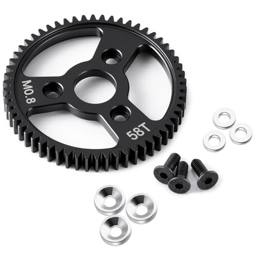 Carbon Steel 58T Spur Main Gear 32P 0.8M for 1/10 Tra-xxas Slash | Platinum Rustler Stampede 4x4 VXL 2WD Jato Rally E-REVO Summit T-Maxx - size: 58T
