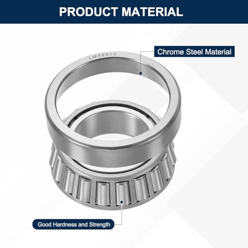 uxcell LM48548/10 Tapered Roller Bearing Cone and Cup Set, 1.36" Bore x 2.56" OD x 0.73" Thick, Chrome Steel Taper Bearing Set, ABEC-3 - size: LM48548/10