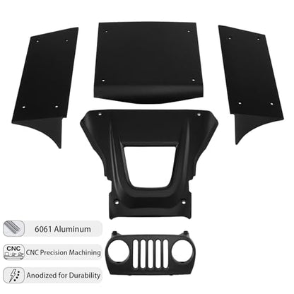 Aluminum Body Panels Kit for Vanquish H10 Optic Sparco H10 Optic Yokohama RTR 1/10 RC Crawler Upgrade Parts (Black) - color: Black