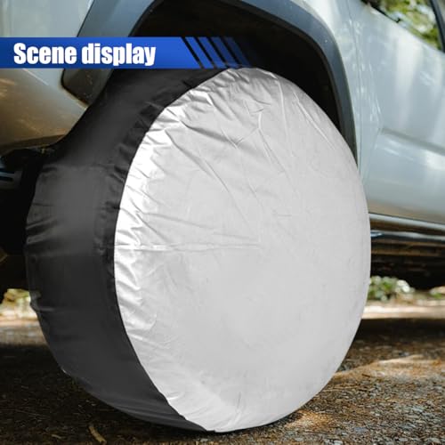 4PCS Car Tire Covers Set, Waterproof RV SUV Trailer Spare Tire Storage Bag with Handle, Portable Anti-UV Sun Snow Rain Wheel Cover, Dustproof Wheel Protector for 19-23 Inch Tires Diameter (L) - size: L