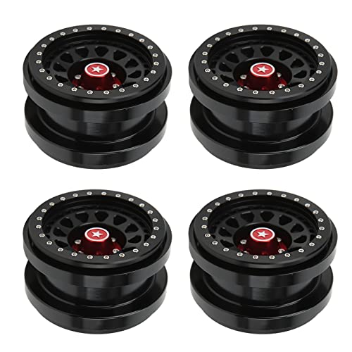 VBESTLIFE 4 PCS 2.9 Inch Wheels 12 Hole Alloy Wheels, 1/6 RC Car Wheels for AXAIL SCX6 1/6 RC Car - color: Black