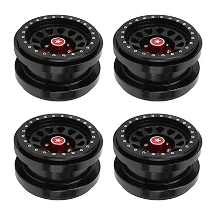 VBESTLIFE 4 PCS 2.9 Inch Wheels 12 Hole Alloy Wheels, 1/6 RC Car Wheels for AXAIL SCX6 1/6 RC Car - color: Black