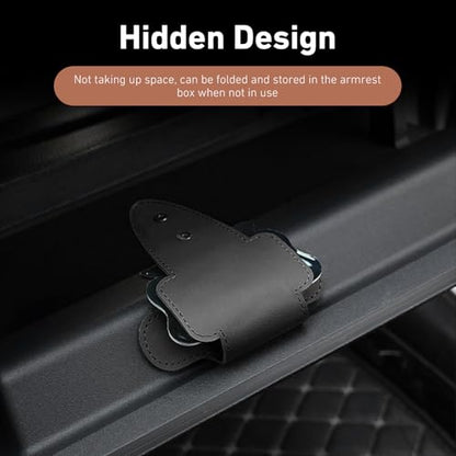 2 PCS Car Co-Pilot Glovebox Hooks, Cute Bowknot Front Passenger Seat Glove Box Storage Hangers, Anti-Scratch Leather Hangers for Purse, Umbrella, Universal for Most Vehicles (Black) - color: Black