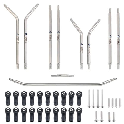 10PCS Grade 5 Titanium High Clearance Chassis Links and Steering Links Set for Axial 1/8 AXP8 Gilamon Trail Buggy Upgrade