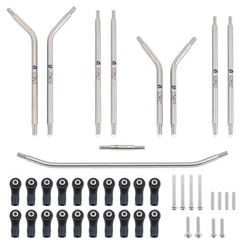 10PCS Grade 5 Titanium High Clearance Chassis Links and Steering Links Set for Axial 1/8 AXP8 Gilamon Trail Buggy Upgrade