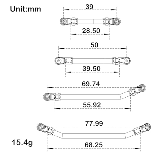 MEUS RACING SCX24 Links Double Bent Links High Clearance Chassis Links Set for Axial SCX24 Gladiator AXI00005 1/24 RC Crawler (Aluminum Alloy) - color: Aluminum Alloy