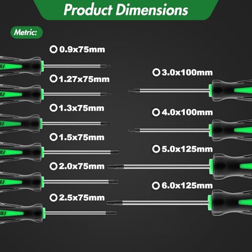10-Piece Metric Hex Screwdriver Set, Metric(0.9mm-6mm) Hex Allen Wrench Screwdriver Set, Perfect for RC Cars, Quadcopters and Helicopter Car Models