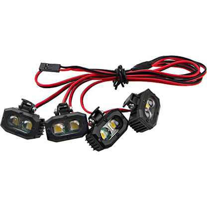 RC Crawler Bumper Light LED Headlight Spotlight w/Rectangular Cover Compatible with Traxxas TRX-4 Axial SCX10 90046 D90 CC01 Wraith Redcat Gen8 1/10 RC Crawler Car (4Leds)