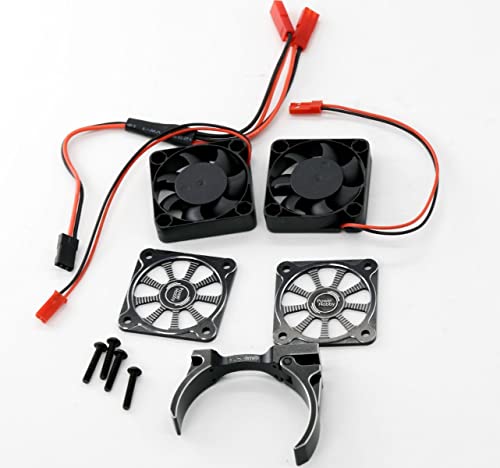 Aluminum Heatsink 1/5 Dual High Speed Cooling Fans w/Covers (Black) - color: Black