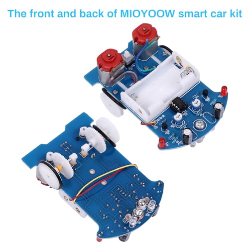 MiOYOOW 2 Pack Line Following Robot Car Kit, Beginners Smart Car Soldering Practice Kit STEM Educational Electronics Soldering Projects for School and Home Learning - color: 2 Pack-soldering Tracking Car(dc Motor)