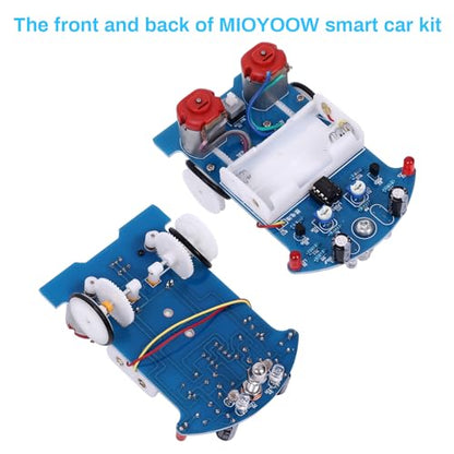 MiOYOOW 2 Pack Line Following Robot Car Kit, Beginners Smart Car Soldering Practice Kit STEM Educational Electronics Soldering Projects for School and Home Learning - color: 2 Pack-soldering Tracking Car(dc Motor)