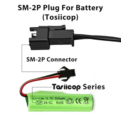 3.7V Lipo Battery Charger - SM-2P Cable RC Toy Remote Control Car Vehicle Rechargeable Li-ion Batteries Chargers USB for Bunch Bubble Gun Stunt Truck Boat 2 Pack