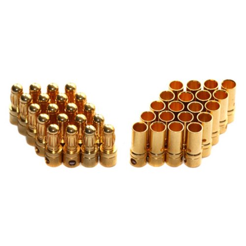 6Pack 7.87" 14AWG 3.5mm Gold Bullet Connector 3.5 Banana Plug Extension Cable Male Female Wire & 20 Pairs 3.5mm Male & Female Gold Banana Plug Bullet Connector Plug