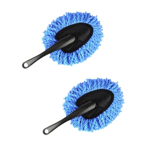 KVAEY 2 PCS Car Dash Duster Brush, Super Soft Microfiber Multi-Functional Car Cleaning Brush, Scratch Free Dash Dusting Tool with a Anti-Skid Handle for Vehicle Home Kitchen Cleaning (Blue) - color: Blue, 2 PCS