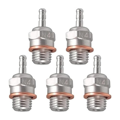 5Packs RC Glow Plug #4 N4 Medium Hot Spark Nitro Engine Parts 70117 Compatible with Traxxas Kyosho Redcat HPI HSP 1/8 1/10 RC Car Truck Buggy