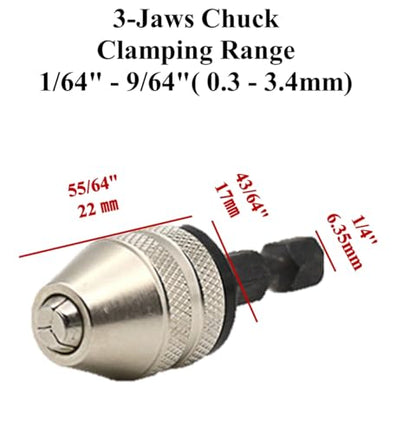 aiyun Drill Bit Adapter 1/4 Hex Shank Small Chuck (0.6-8mm,0.3-3.6mmX2) - size: 0.6-8mm x 1, 0.3-3.6mm x 2