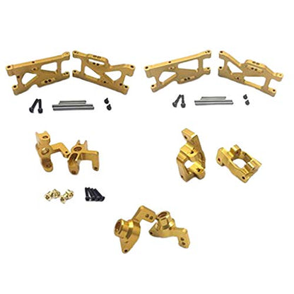 5Pcs 14th RC Car Truck Parts Rear Hub Carriers Set Fits WLtoys 144001 - Upgrade Your Kit with Weight & Aluminum Construction - Perfect for DIY Enthusiasts and - Golden, Red - color: Golden