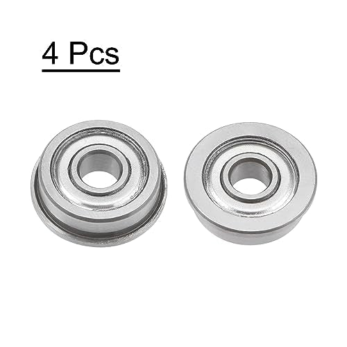uxcell F604ZZ Flanged Ball Bearing 4x12x4mm Double Shielded Chrome Steel Flange Bearings, 4pcs - size: 4x12x4mm