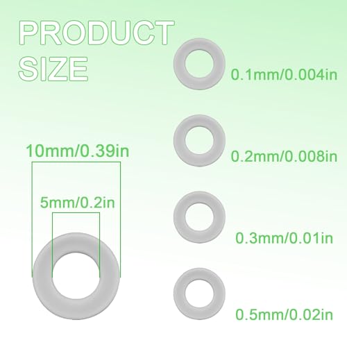 M5x10mm Precision Metal Shim Set,304 Stainless Steel Metric Washers 48pcs | 0.1, 0.2, 0.3 and 0.5mm assorted spacers for M5 metric bolts, mechanical fastening, shaft alignment and precision assembly - size: M5X10
