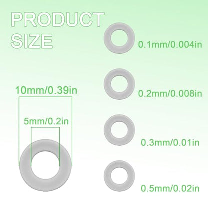 M5x10mm Precision Metal Shim Set,304 Stainless Steel Metric Washers 48pcs | 0.1, 0.2, 0.3 and 0.5mm assorted spacers for M5 metric bolts, mechanical fastening, shaft alignment and precision assembly - size: M5X10