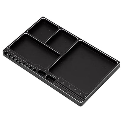 Oumefar RC Repair Screw Tray, Magnetic Parts Tray Sturdy Large Space Portable Size for RC Car(Black) Tools
