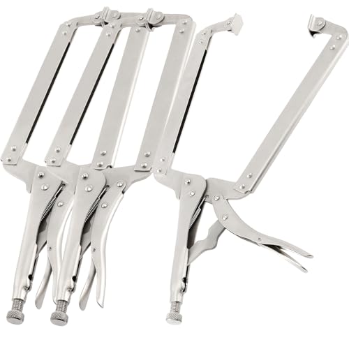 JOIKIT 3PCS 18 Inch C-Clamp Locking Pliers, Welding Pliers Set, Large Face C Clamp with Swivel Pads, Vise Grip C-Clamp for Woodworking Carpentry, Welding, Electrical Equipment - size: 18 Inch 3 PCS