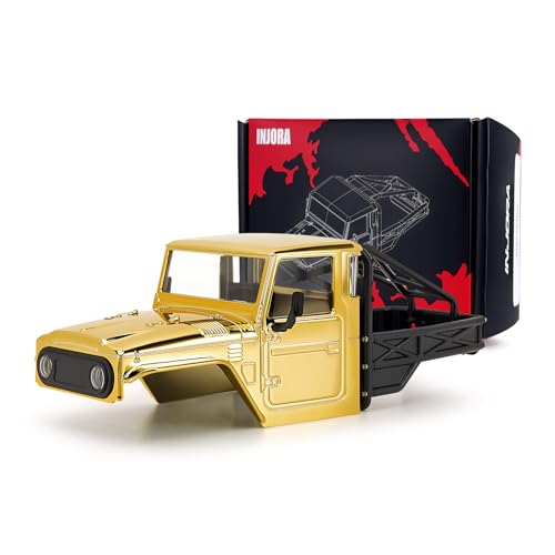 INJORA IR40-24 Half Truck Hard Body with Cage for 1/24 SCX24 Upgrade(Gold) - color: Gold