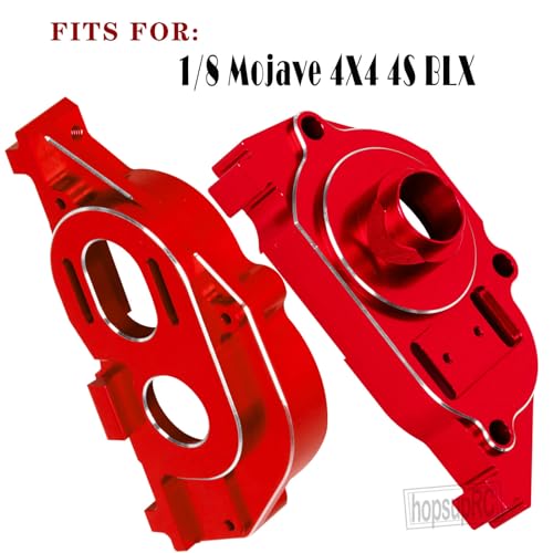 Center Gearbox Transmission Case Upgrades Part for 1/8 Mojave 4X4 4S BLX,Aluminum Gearbox Differential Housings Hops Up,Red - color: Red